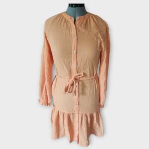 Magaschoni Dress Womens S Tangerine 100%Organic Cotton Gauze Cottagecore Pilgrim